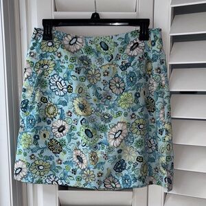 TEHAMA Floral Mini Skirt in Blue and Green